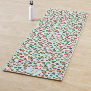 Rosa und Türkis Rosen Florale Farbige Yogamatte