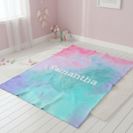 Rosa und Türkis Wasserfarbe Individuelle Fleece-De Fleecedecke