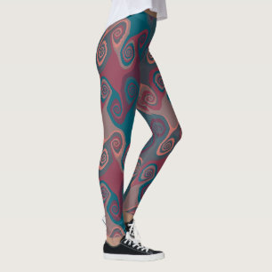 Rosa und Türkis Wirbel abstrakt Leggings