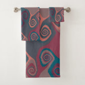 Rosa und Türkisblau abstrakt Badhandtuch Set (Insitu)