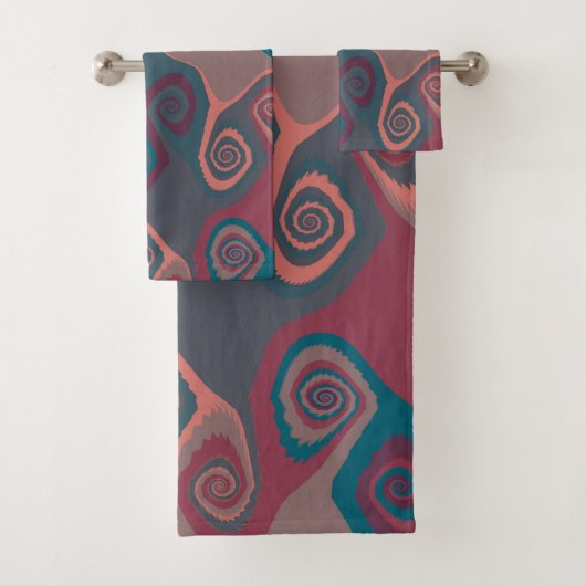 Rosa und Türkisblau abstrakt Badhandtuch Set (Insitu)