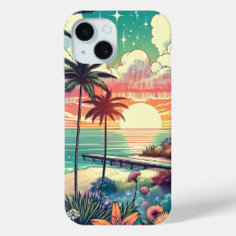 Rosa und Türkisblau | Beach Art Case-Mate iPhone Hülle