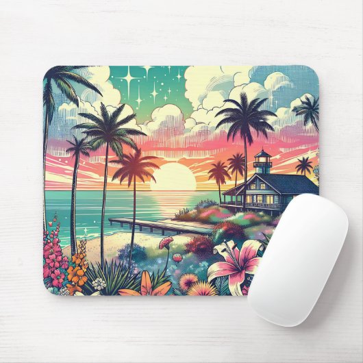 Rosa und Türkisblau | Beach Art Mousepad (Mit Mouse)
