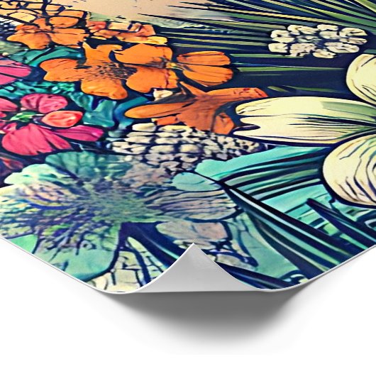 Rosa und Türkisblau | Beach Art Poster (Ecke)