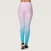 Rosa und türkisfarbene Imitate Glitzer Ombre Leggings (Rückseite)