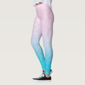 Rosa und türkisfarbene Imitate Glitzer Ombre Leggings (Links)