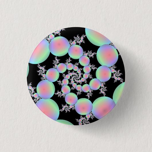 Rosa und türkisfarbener Ballon Spirale Button (Vorderseite)