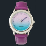 Rosa und türkisfarbener Glitzer Ombre Armbanduhr<br><div class="desc">Das Design der E-Armbanduhr zeichnet sich durch eine pinkfarbene und türkisfarbene Glitzer-Textur aus,  die mit schwarzen Ziffern versehen ist.</div>