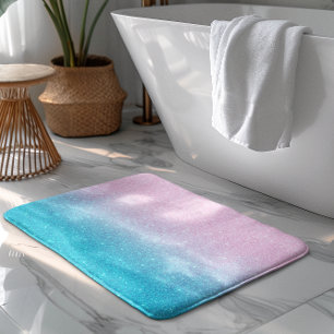 Rosa und türkisfarbener Glitzer Ombre Badematte
