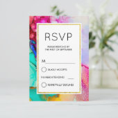 Rosa und türkisfarbenes Abstraktes Wasser Einfache RSVP Karte (Stehend Vorderseite)