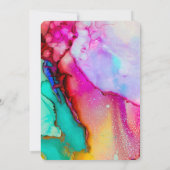Rosa und türkisfarbenes Abstraktes Wasser zum Gebu Einladung (Rückseite)