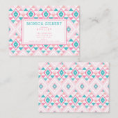 rosa und türkisfarbenes Aztekenmuster Visitenkarte (Vorne/Hinten)