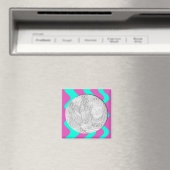 Rosa und türkisfarbenes Foto Magnet (In Situ (Geschirrspüler))