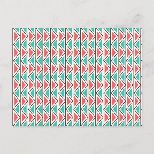 Rosa und türkisfarbenes Triangle Aztec Tribal Patt Postkarte (Vorderseite)