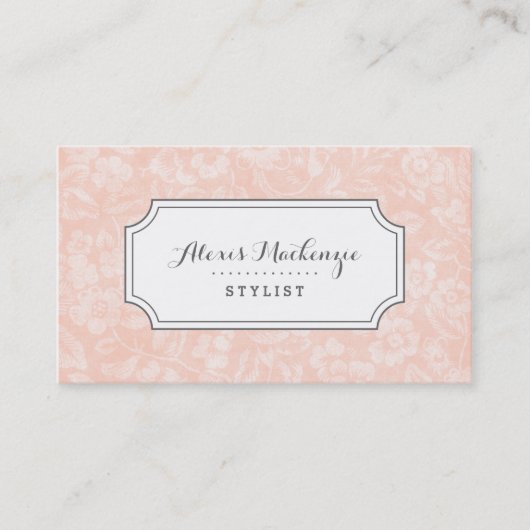 Rosa und Vintage Blütendrucke Visitenkarte (Vorderseite)