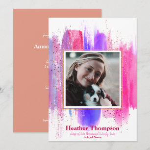 Rosa und violett bemalte Glitter-Funkel-Abschlussf Einladung