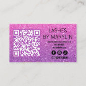 Rosa und violett Glitzer Ombre Lash Techniker Treuekarte (Rückseite)