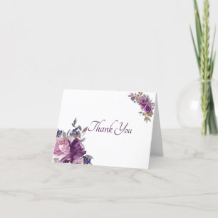 Rosa und violette Aquarell-Blumen-Dankeskarten Dankeskarte
