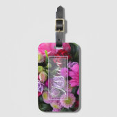 Rosa und violette Blume Personalisiert Gepäckanhänger (Vorderseite Vertikal)