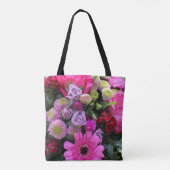 Rosa und violette Blume Personalisiert Monogramm Tasche (Rückseite)