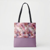 Rosa und violette Blumen Alkoholfarbblock Tasche (Vorderseite)