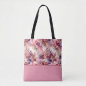 Rosa und violette Blumen Alkoholfarbblock Tasche (Vorderseite)