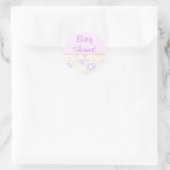 Rosa und violette Blumen, BabyDusche! Runder Aufkleber (Tasche)