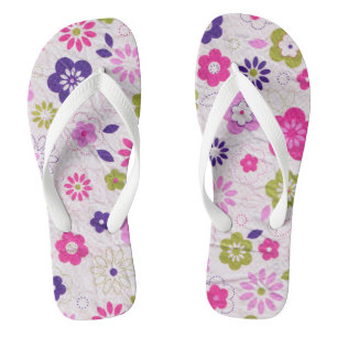 Rosa und violette Blumen Badesandalen