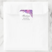 Rosa und violette Blumen. Blumendanken für die Hoc Quadratischer Aufkleber (Tasche)