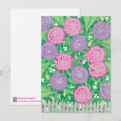 Rosa und violette Blumen Danke, Karten (Vorne/Hinten)