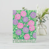 Rosa und violette Blumen Danke, Karten (Stehend Vorderseite)