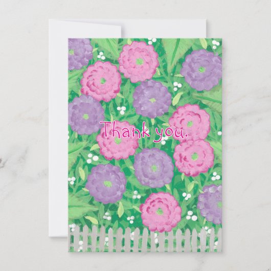 Rosa und violette Blumen Danke, Karten (Vorderseite)