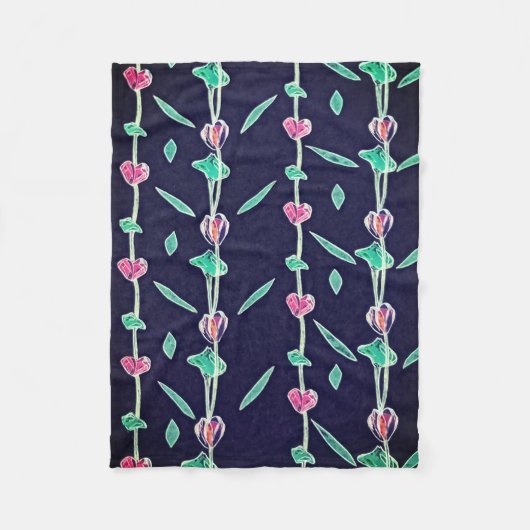 Rosa und violette Blumen Fleecedecke (Vorderseite)