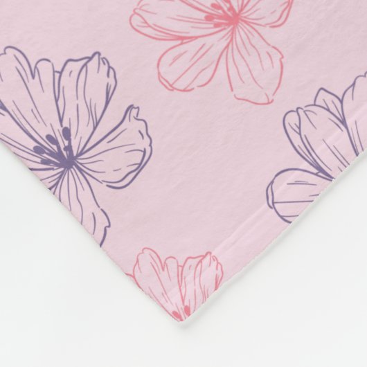 Rosa und violette Blumen Fleecedecke (Ecke)