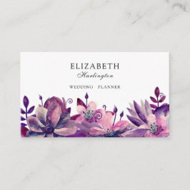 Rosa und violette Blumen. Florals-Karte. botanisch Visitenkarte