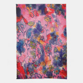 Rosa und violette Blumen Garten Original Wasserfar Geschirrtuch (Vertikal)