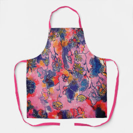 Rosa und violette Blumen Garten Original Wasserfar Schürze