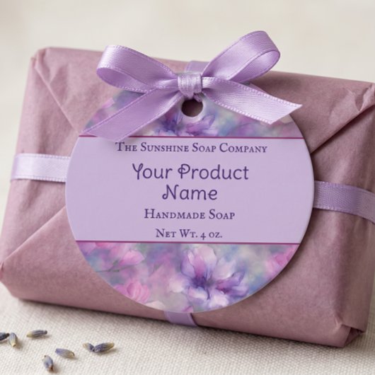 Rosa und violette Blumen Geschenkanhänger