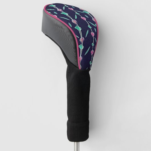Rosa und violette Blumen Golf Headcover (angewinkelt)