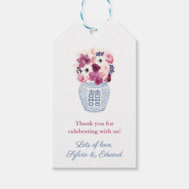 Rosa und violette Blumen Herbst Winter Brautparty Geschenkanhänger