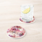 Rosa und violette Blumen - Illustration des Alkoho Getränkeuntersetzer (Seite)