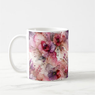 Rosa und violette Blumen - Illustration des Alkoho Kaffeetasse