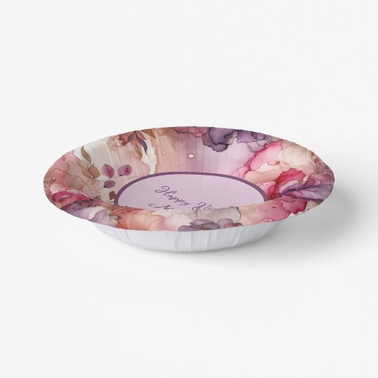 Rosa und violette Blumen - Illustration des Alkoho Pappteller (Gewinkelt)