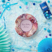 Rosa und violette Blumen - Illustration des Alkoho Pappteller (Party)