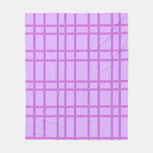 Rosa und violette Blumen kariertes Muster Fleecedecke (Vorderseite)