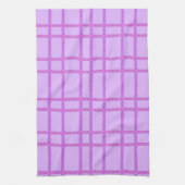 Rosa und violette Blumen kariertes Muster Geschirrtuch (Vertikal)