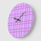 Rosa und violette Blumen kariertes Muster Große Wanduhr (Winkel)