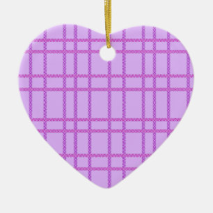 Rosa und violette Blumen kariertes Muster Keramik Ornament