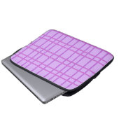 Rosa und violette Blumen kariertes Muster Laptopschutzhülle (Vorne Knopf)