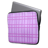 Rosa und violette Blumen kariertes Muster Laptopschutzhülle (Vorderseite Links)